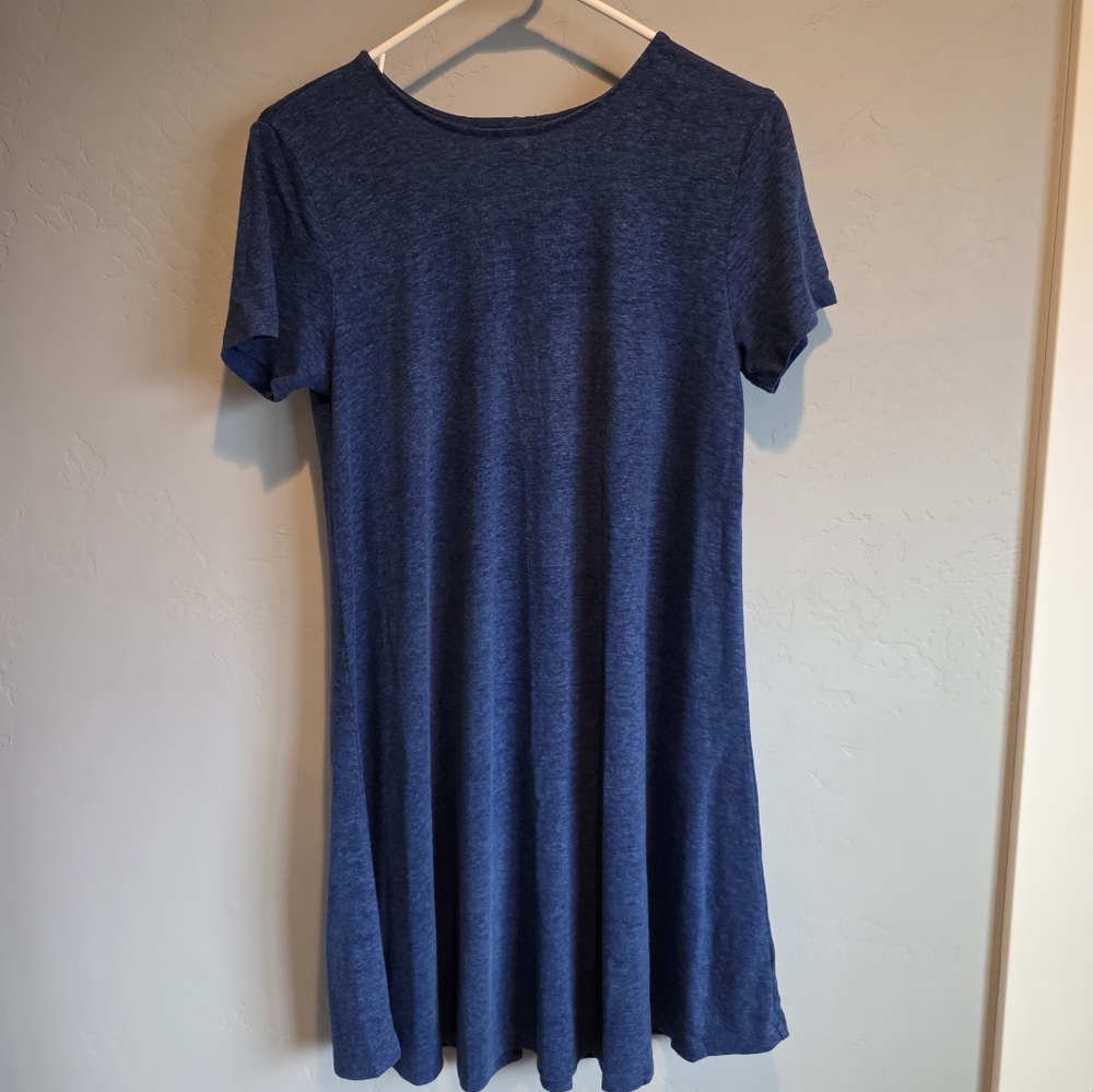 Women's Blue Knit Old Navy Short Sleeve Swing Dress, Blue Cobalt, M